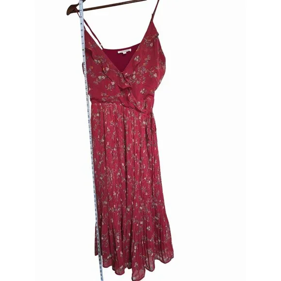 Anthropologie First Monday Womens Floral Wrap Maxi Brick Dress Red Medium - Picture 4 of 4